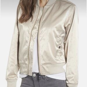 Hudson Jeans Satin Bomber Jacket in Cream